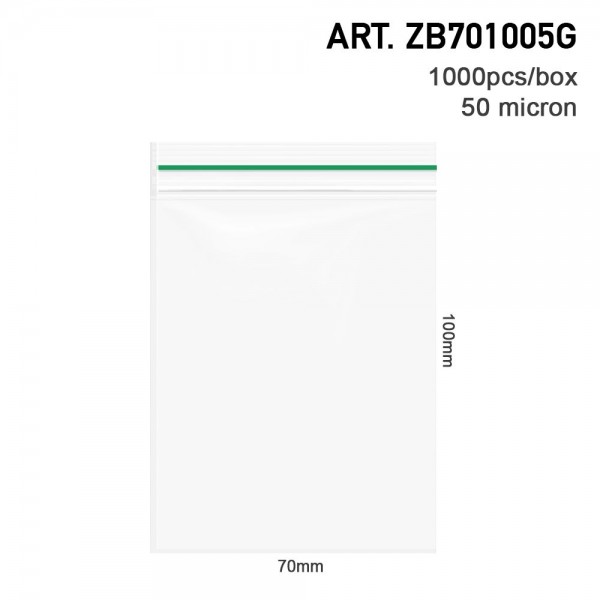 Amsterdam | Zipper Bags 70mm x 100mm 50µ (MU) Green 1000pcs in a display