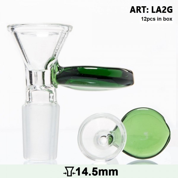 Grace Glass | Glass Bowl with a green handle - SG:14.5 mm - 10pcs in box