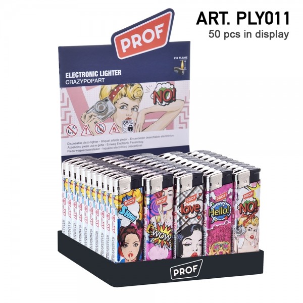 Prof | Pop Art design Lighters with arts 50 pcs in a display