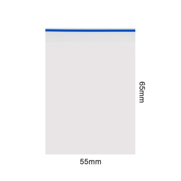 Amsterdam | Zipper Bags 55mm x 65mm 70µ (MU) Blue 1000pcs in a display