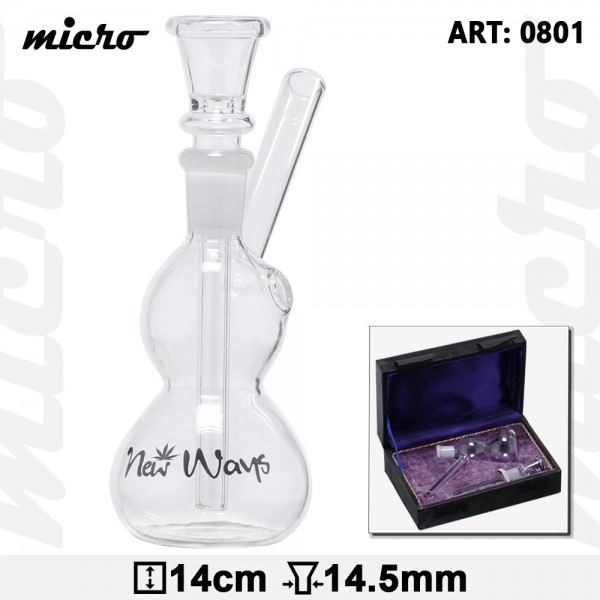 Micro | Glass Bong In Box- H:14cm- Socket:14.5mm
