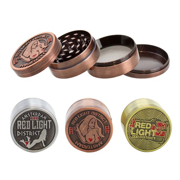 Amsterdam | Red Light Grinder 4-part - Ø:50mm - 12pcs mixed design in display