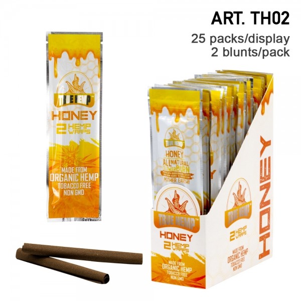 True Hemp | Organic Wraps Honey - 25 packs in display