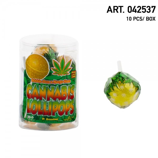 Cannabis | Lollipops Mango Haze with Bubble Gum 10 pcs in a box