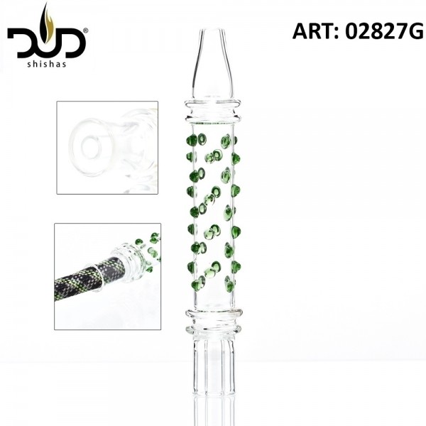 DUD Shisha | Hookah Mouthpiece with green glass beads- Ø:30mm- L: 21cm