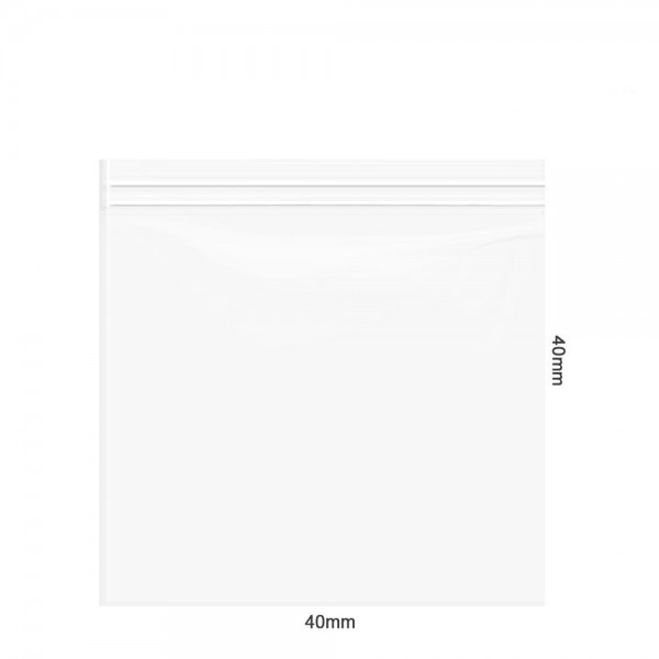 Amsterdam | Zipper Bags 40mm x 40mm 60µ (MU) Clear with 3 x writable labels and 1000pcs in a display