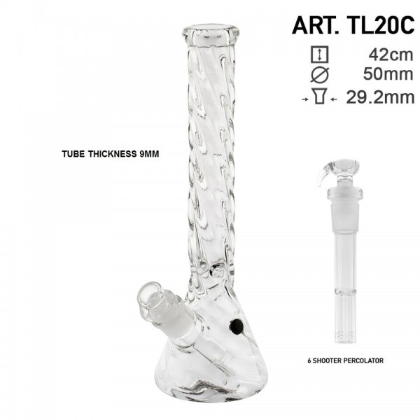 Thug Life | Spiral Tower - H:42cm - Ø:50mm - SG:29.2mm with 6 shooter chillum