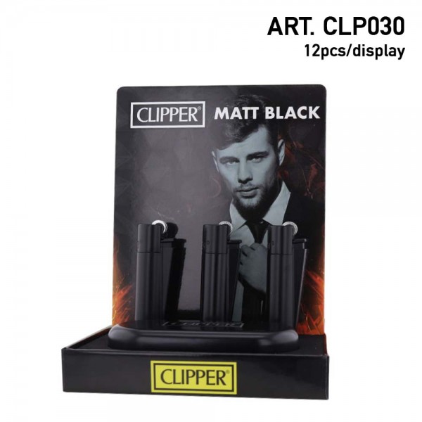 Clipper | Metal refillable lighters with Black color - 12pcs in display