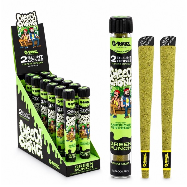 G-ROLLZ x Cheech &amp; Chong(TM) | 2 conos KS con terpenos 'Sofa' Green Punch - 12 paquetes/expositor (24 c