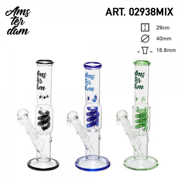 Amsterdam Glass Bong- H:28cm- Ø:40mm SG:18.8mm 6pcs in box