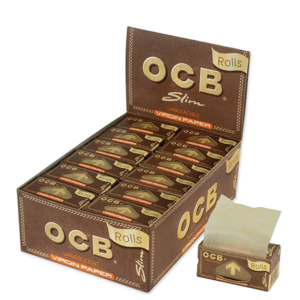 OCB | Virgin Slim Rolls, approx.4m x 44mm in roll, 24 rolls in display