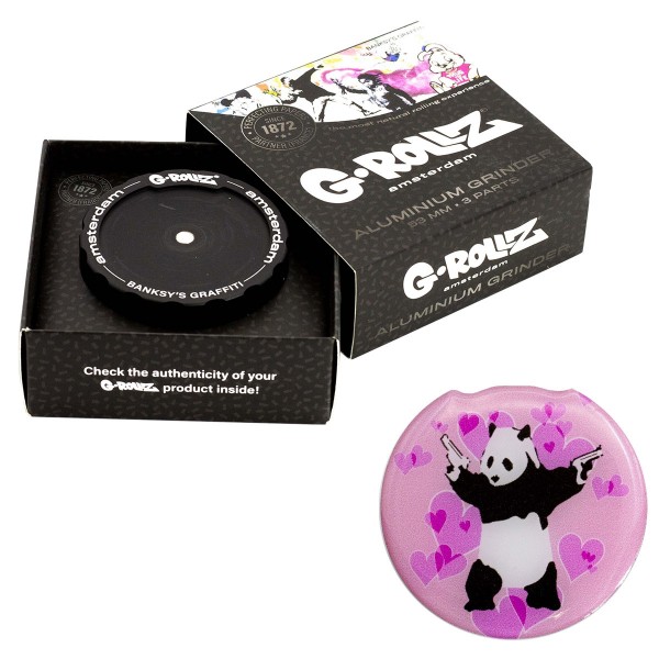 G-Rollz | Banksy Graffiti &#039;Panda Gunnin&#039; 3part Grinder - 53mm - 6pc In Display