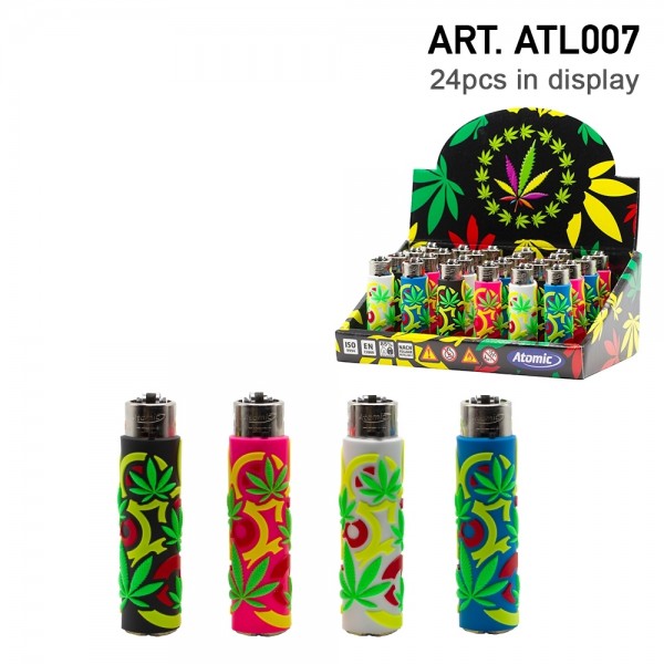 Atomic | Funda Leaf refillable lighters with mixed sleeve designs - 24pcs in display