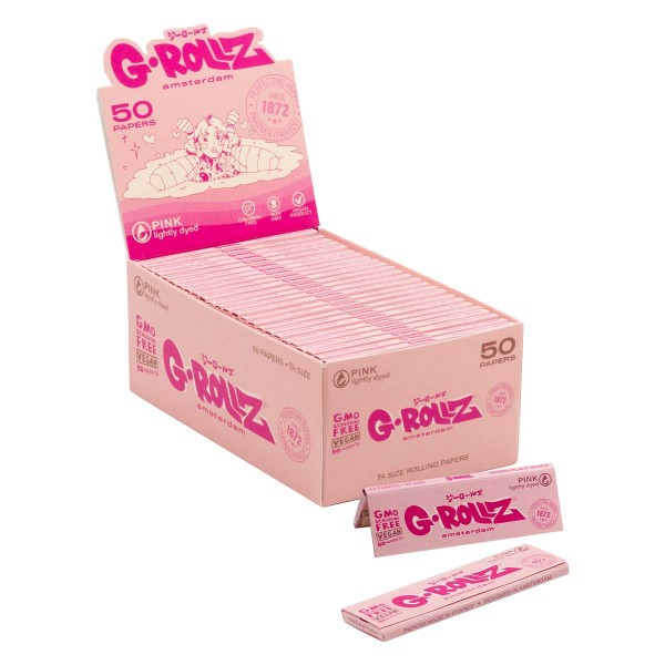 G-Rollz | Lightly Dyed Pink - 50 &#039;1¼&#039; Papers (50 Booklets Display)