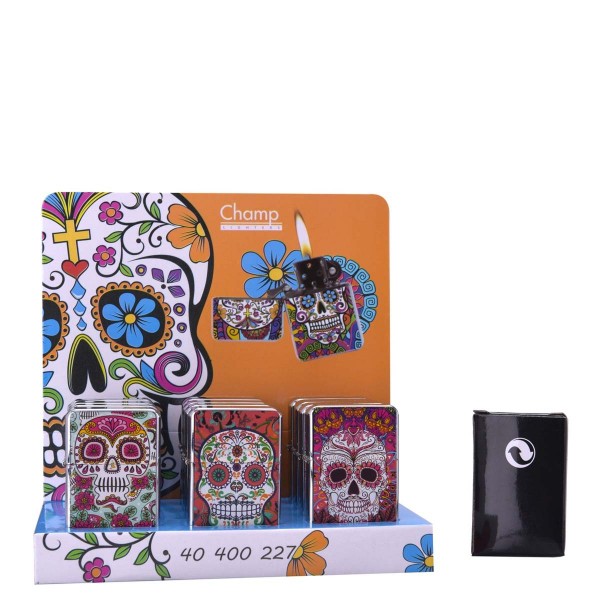 Champ | Zippo with mixed Skull logo's there are 12 pcs in a display