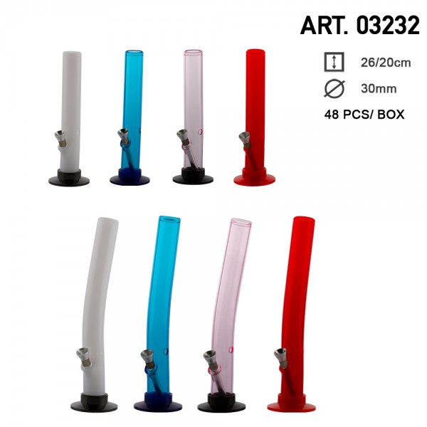 Amsterdam | Acrylic Bong H:26cm and H:20cm - Ø:30mm 48pcs 2 different shapes in a mixed box 4 diffe
