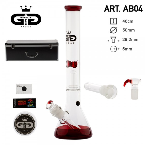 Grace Glass | Beaker Baked Red in Box H:46cm - Ø:50mm - SG:29.2mm Luxury Metalic Box