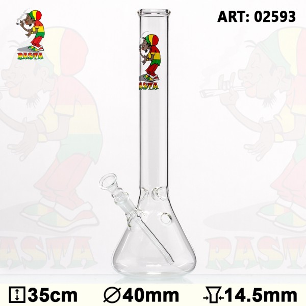 Rasta Smoker Dude Beaker Glass Bong- Ø:40mm- H:35cm- Socket:14.5mm
