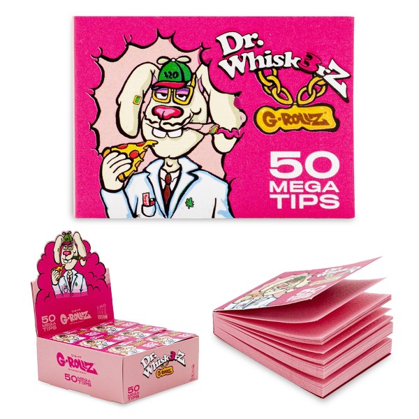 G-Rollz | &quot;Dr. Whiskerz&quot; Pink Mega Tips 4x5.5cm 50 Tips Booklet (24/Display)
