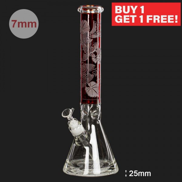 Amsterdam | Limited Edition Deep Ocean Red Beaker - H:40cm - Ø:50mm - SG:18.8mm - 7mm thickness