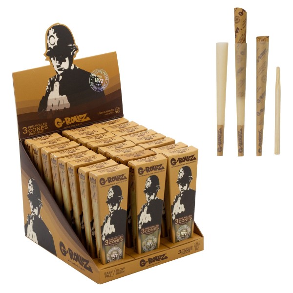 G-Rollz | Banksy&#039;s Graffiti &quot;Rude Copper&quot; Unbleached - 3 KS Cones (24 Packs Display)