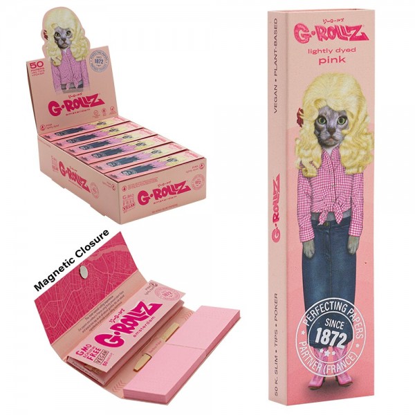 G-ROLLZ | Pets Rock &#039;Country&#039; Pink - 50 KS Papers + Tips (24 Booklets Display)