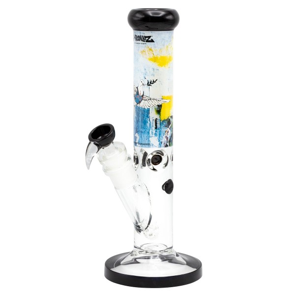 G-Rollz | Banksy&#039;s Graffiti &#039;Bulletproof Dove&#039; - Straight Bong White H:35cm - Ø:50mm - SG:29.2mm