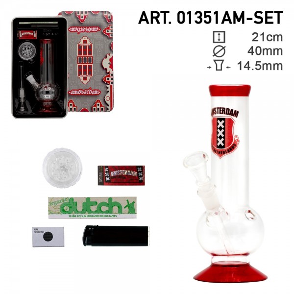 | Bong giftset with 1 x Bong - 1 x Grinder - 1 x lighter - 5 x screen -