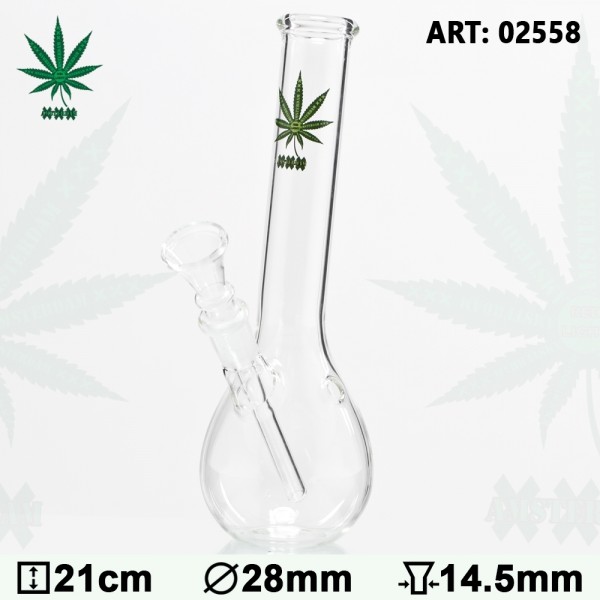 Green XXX Amsterdam Leaf Glass Bong-Ø:28mm-H:21cm-Socket:14.5mm