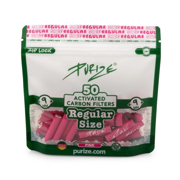 Purize | 50 Regular Size Pink Filters Ø:9mm x 36mm