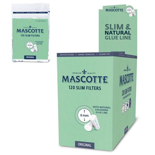 Mascotte | Original Slim Filters 120pcs per bag and 20 bags in a display - Dia: 6mm