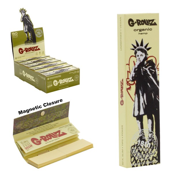 G-ROLLZ | Banksy Graffiti 'Liberty Girl' Organic Hemp - 50 KS Papers + Tips (24 Booklets Display)