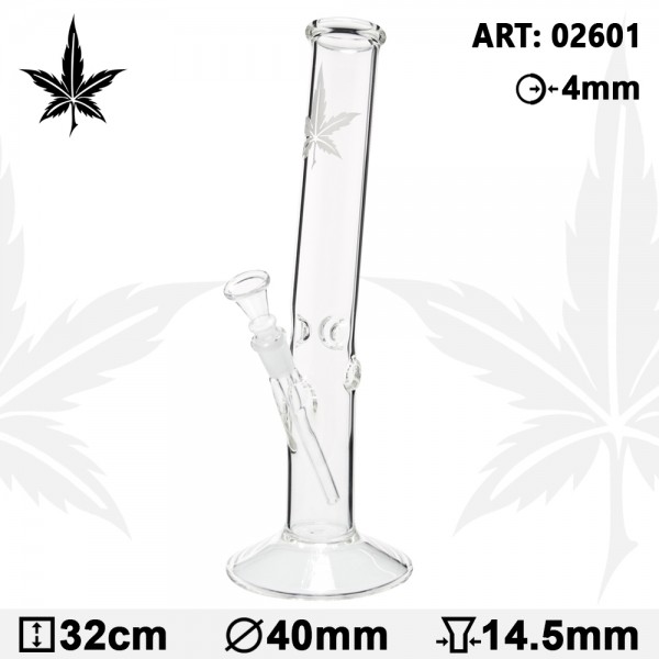 Leaf | Leaf Hangover Glass Bong- H:32cm- Ø:40mm- Socket:14mm- WT:4mm (circa)