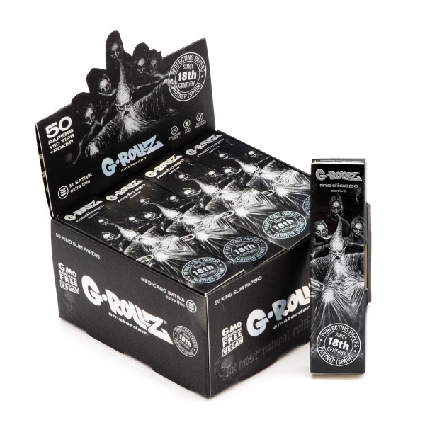 G-Rollz | « Wizard » 50 Feuilles M. Sativa King Size + Filtres (Présentoir de 20 Carnets)