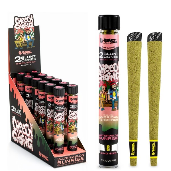 G-Rollz | Cheech &amp; Chong(TM) Terpene Infused Cones 'Watermelon Sunrise' (12 Pack Display, 24 Blun