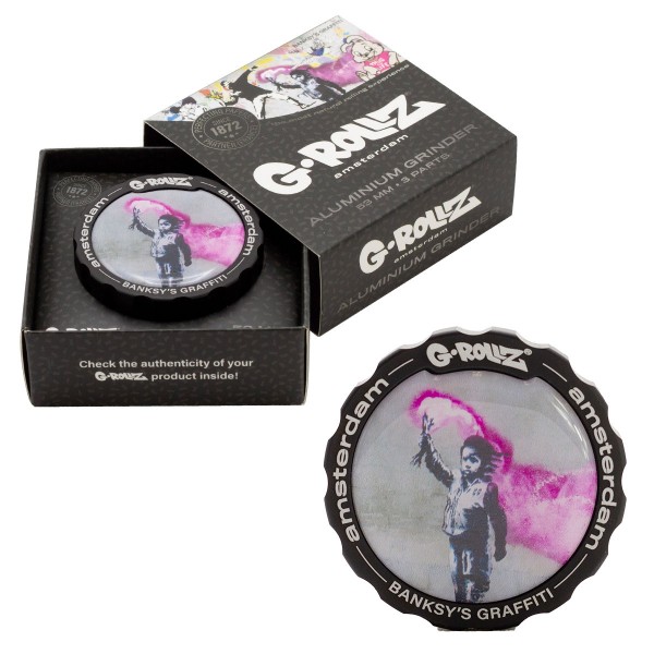 G-Rollz | Banksy Graffiti &#039;Torch Boy&#039; 3part Grinder - 53mm - 6pc In Display