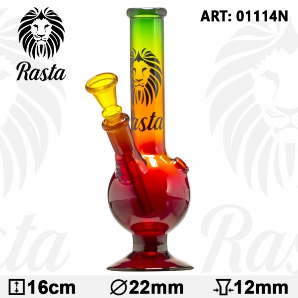 Rasta | Bouncer Glass Bong - H:16cm - Ø:22mm- Socket:12mm