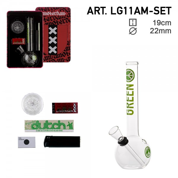 | Greenline Bong giftset with 1 x Bong - 1 x Grinder - 1 x lighter - 5 x screen -
