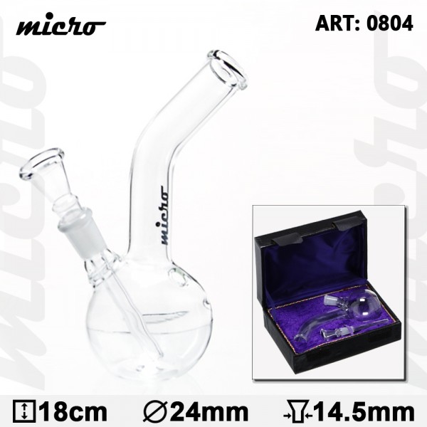Micro | Glass Bong In Box- H:18cm- Socket:14.5mm