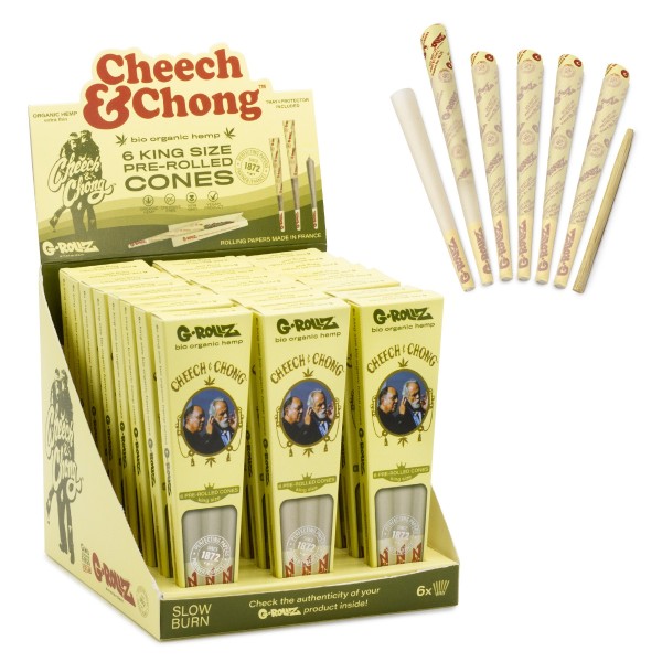 G-ROLLZ | Cheech & Chong(TM) - Organic Hemp Extra Thin - 6 KS Cones In Each Pack