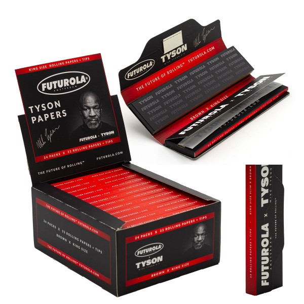 Futurola | Tyson 2.0 Unbleached KS Slim + Tips Rolling Papers (24 booklets in Display)
