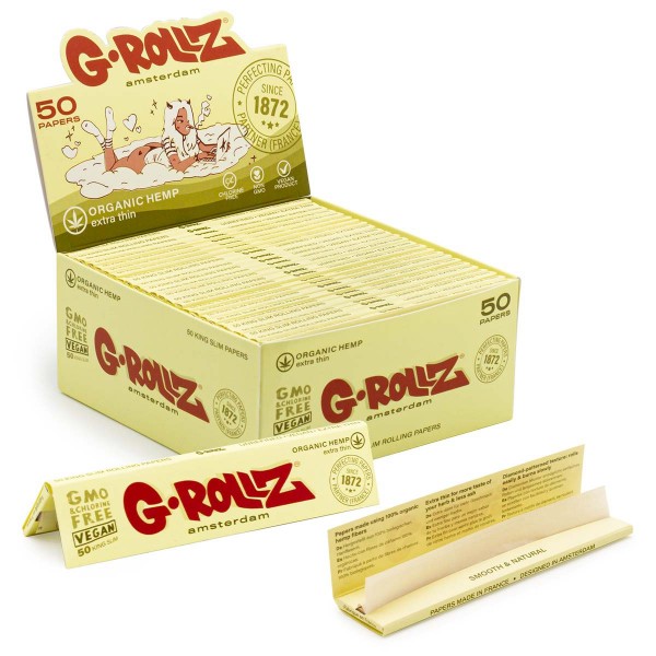 G-ROLLZ | Organic Hemp Extra Thin - 50 KS Papers (50 Booklets Display)