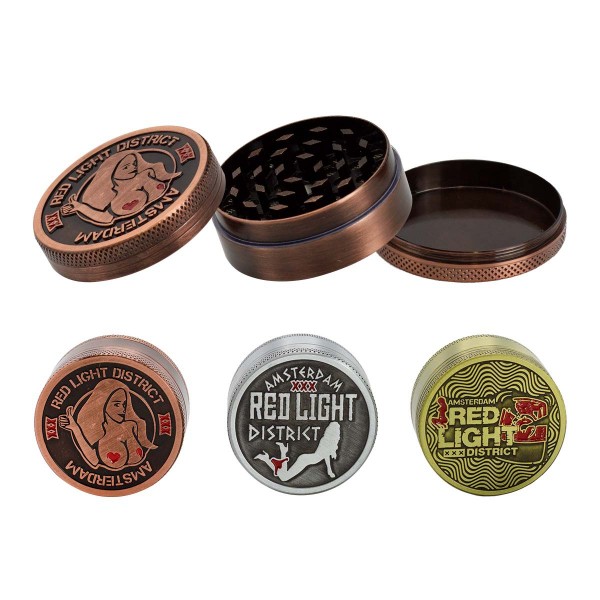 Amsterdam | Red Light Grinder 3-part - Ø:50mm - 12pcs mixed design in display