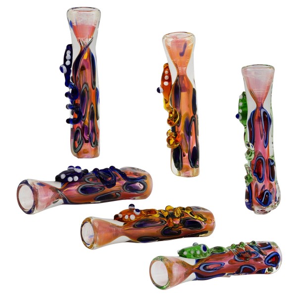 Amsterdam | Snake Glass Kawum Pipe - L:8cm 6pcs mixed colors in display