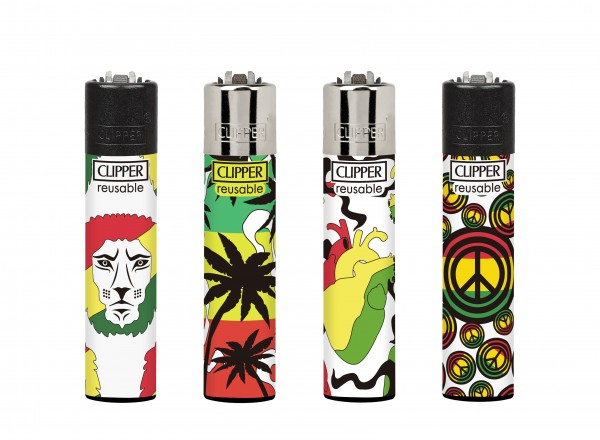 Clipper | Reggae Life refillable lighters with mixed designs - 48pcs in display
