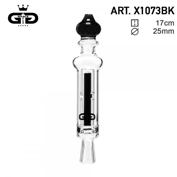 Grace Glass | Vaporizer Perc Indian Dome- Black- H:16.5cm - Ø:25mm