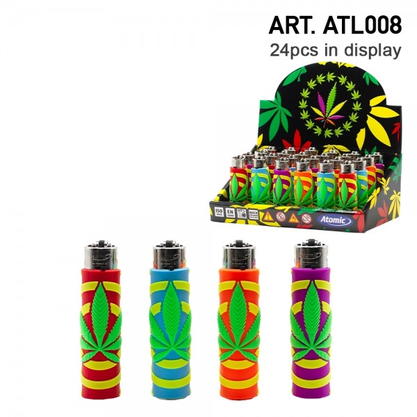Atomic | Funda Leaf refillable lighters with mixed sleeve designs - 24pcs in display