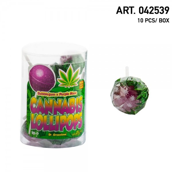 Cannabis | Lollipops Purple Haze with Bubble Gum 10 pcs in a box