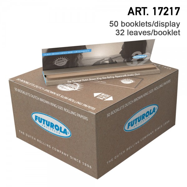 1 Box Futurola KING SIZE Papers/ 32 LEAVES PER PACK Dutch Brown 50 PACKS 