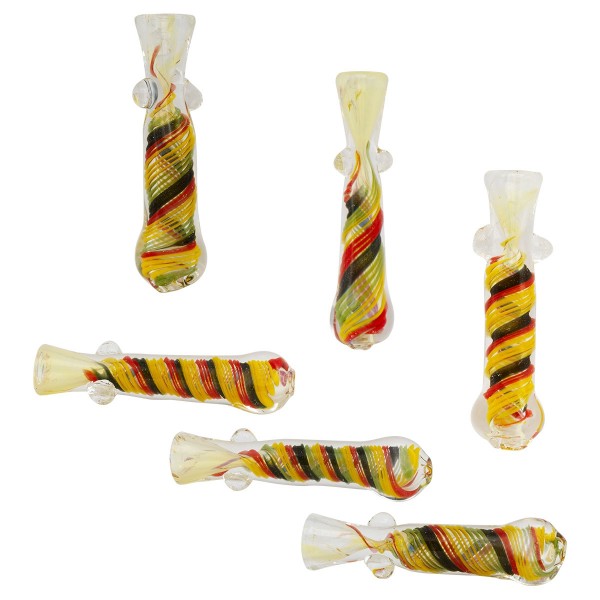 Amsterdam | Rasta Glass Kawum Pipe - L:3cm 6pcs mixed colors in display